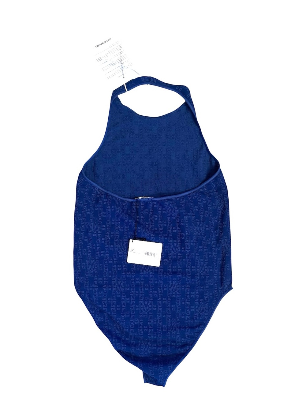 Wolford succession logo pattern chain blue halter purple sleeveless bodysuit S - Picture 4 of 7